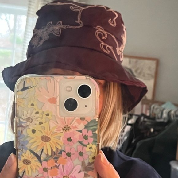 Vintage Nylon Embroidered Floral Bucket Hat - Picture 5 of 5